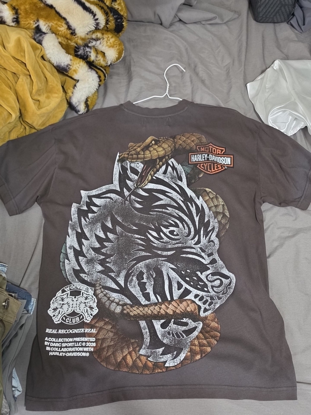 Darc Sports X Harley-Davidson Brown and Black Wolf & Snake Graphic Tee